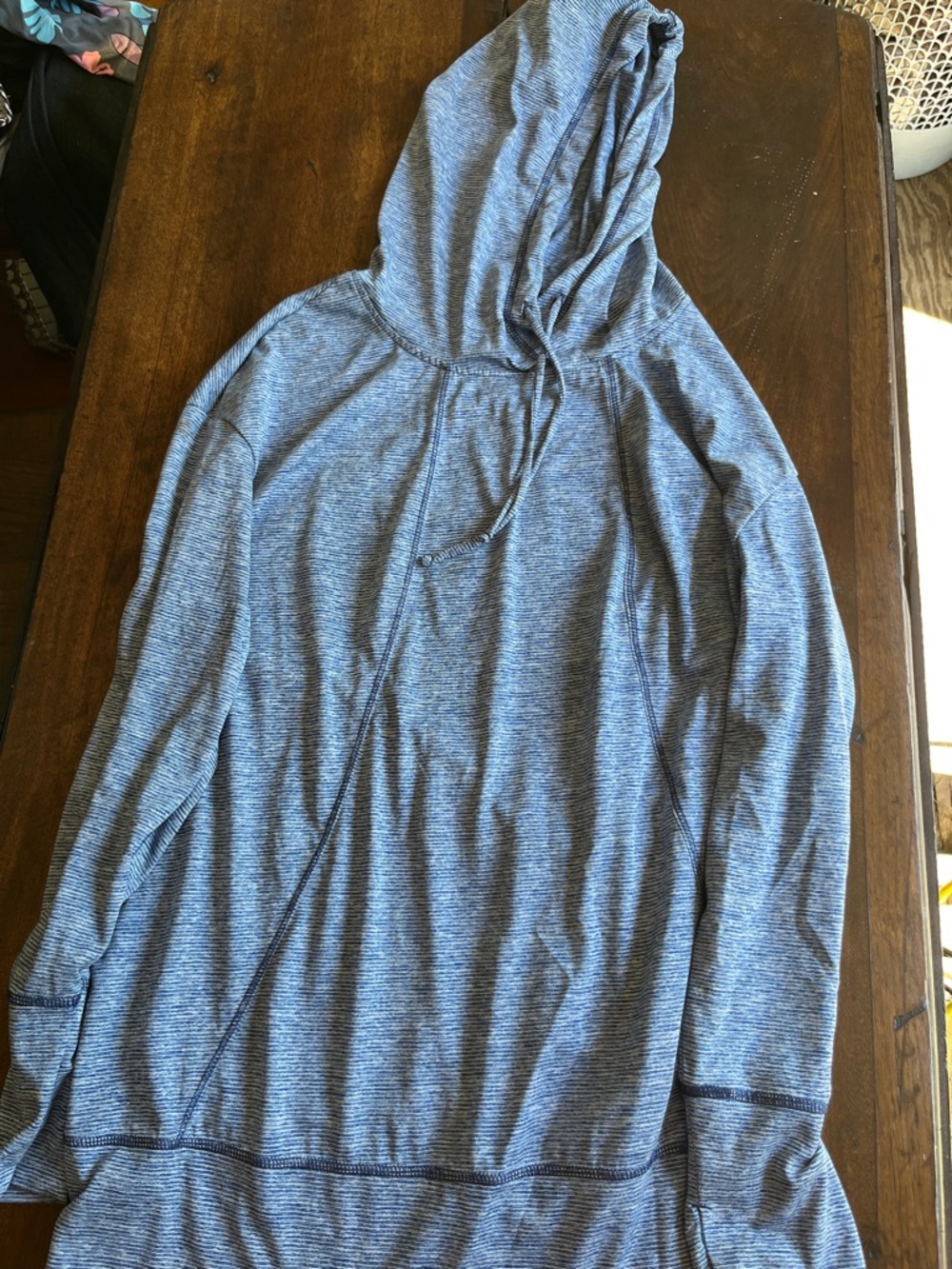 Danskin Now Heathered Blue Hooded Lightweight Pullover